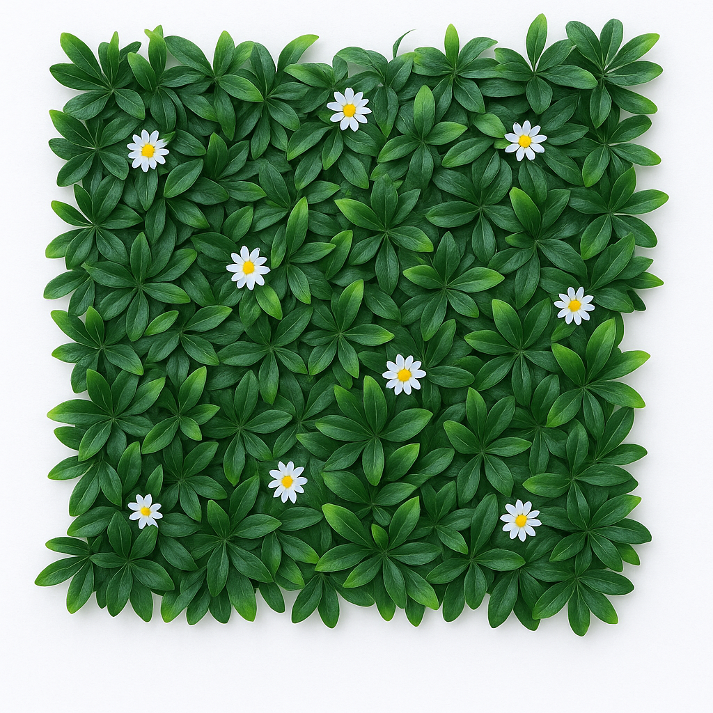 Artificial Green Wall Panel with Daisies-Schefflera Style
